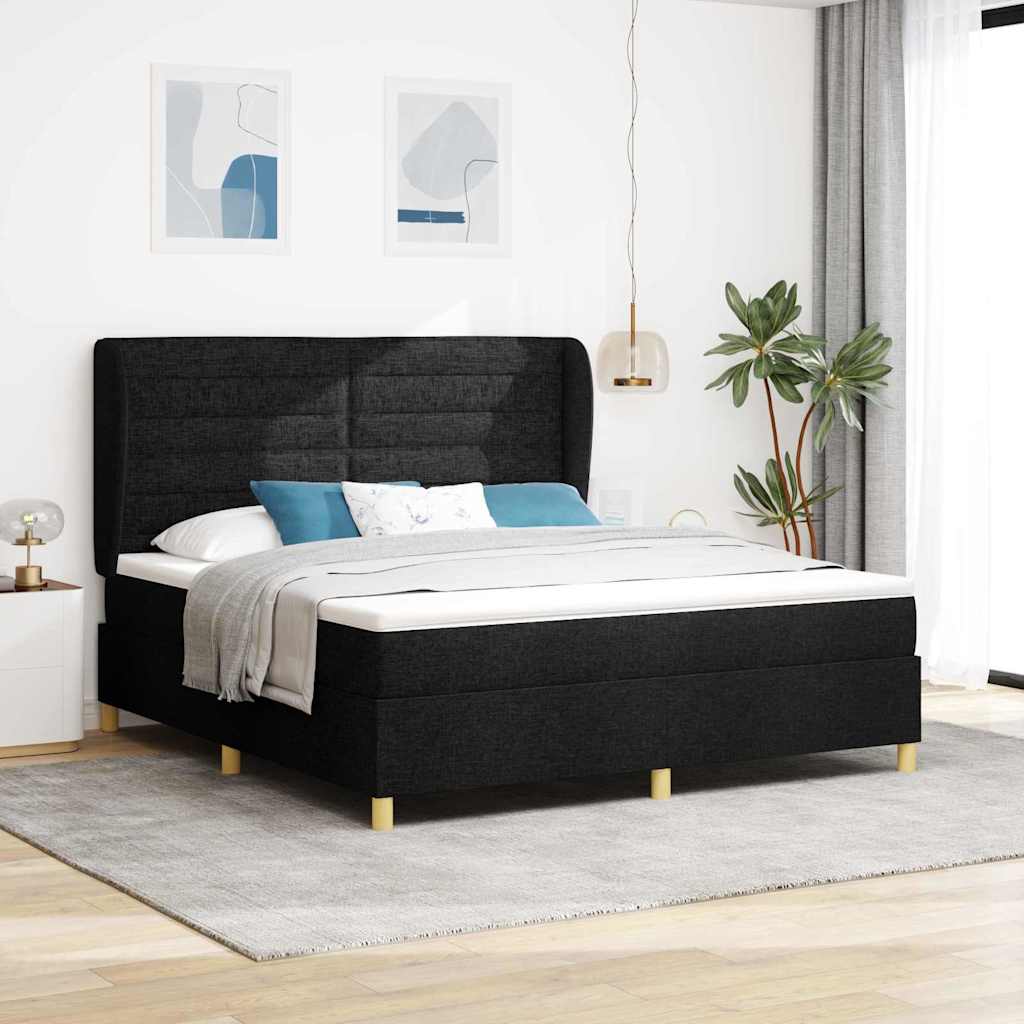 vidaXL Κρεβάτι με ελατήρια με κεφαλάρι Μαύρο 200 x 180 cm ύφασμα
