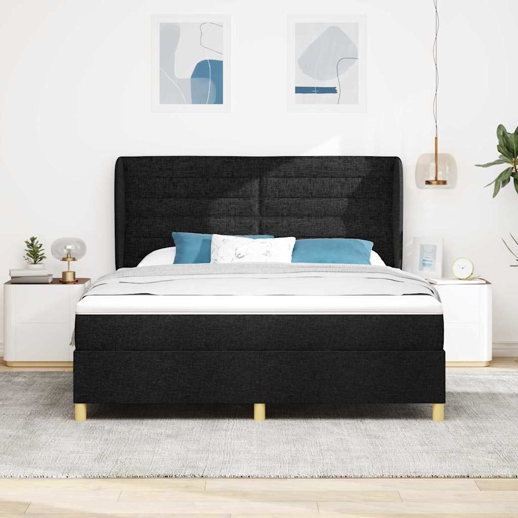vidaXL Κρεβάτι με ελατήρια με κεφαλάρι Μαύρο 200 x 180 cm ύφασμα