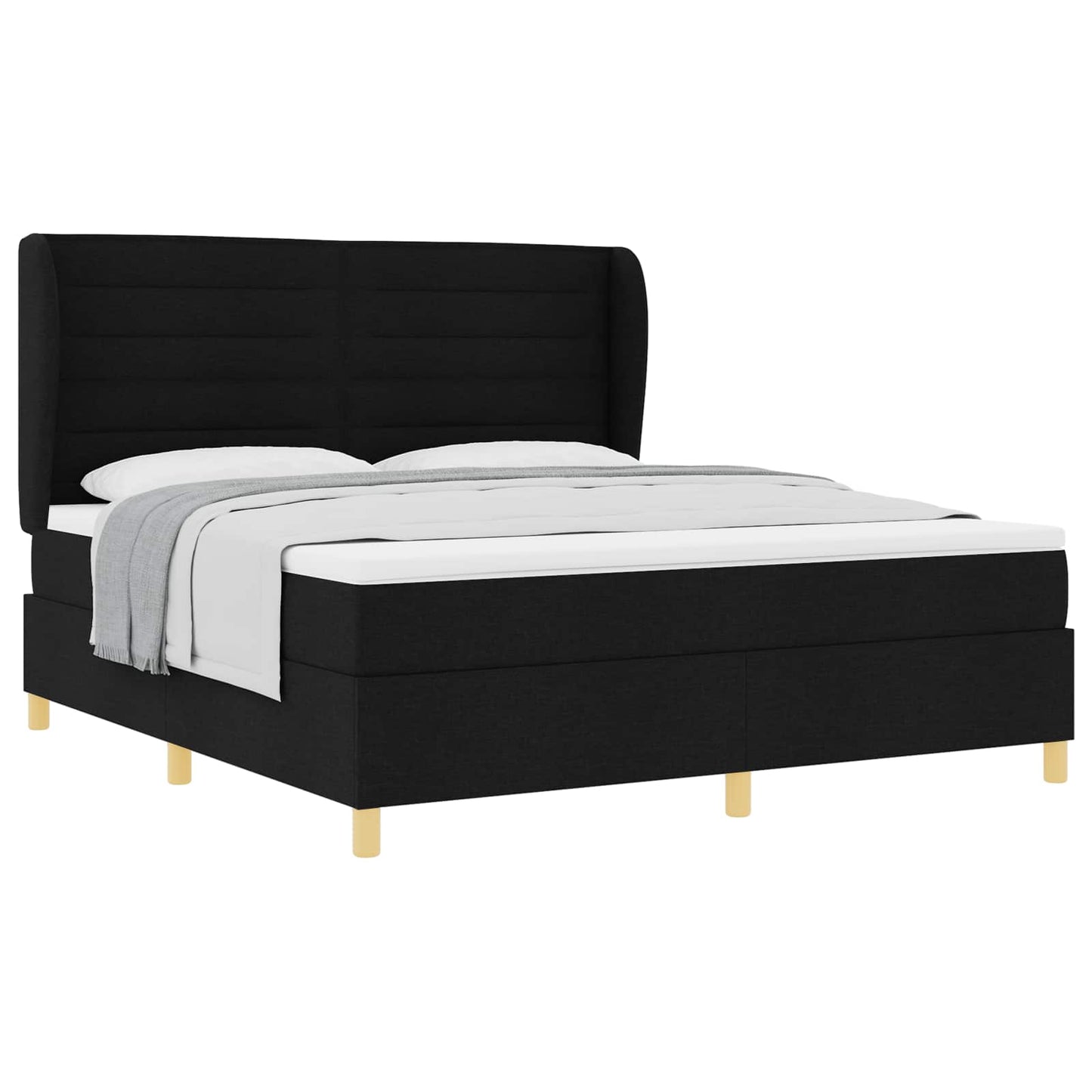 vidaXL Κρεβάτι με ελατήρια με κεφαλάρι Μαύρο 200 x 180 cm ύφασμα
