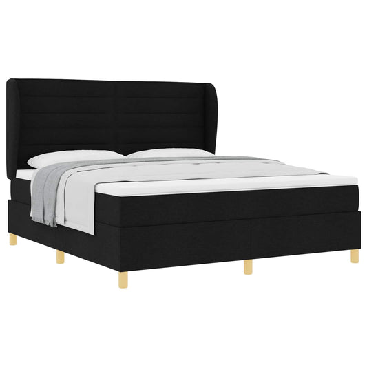 vidaXL Κρεβάτι με ελατήρια με κεφαλάρι Μαύρο 200 x 180 cm ύφασμα