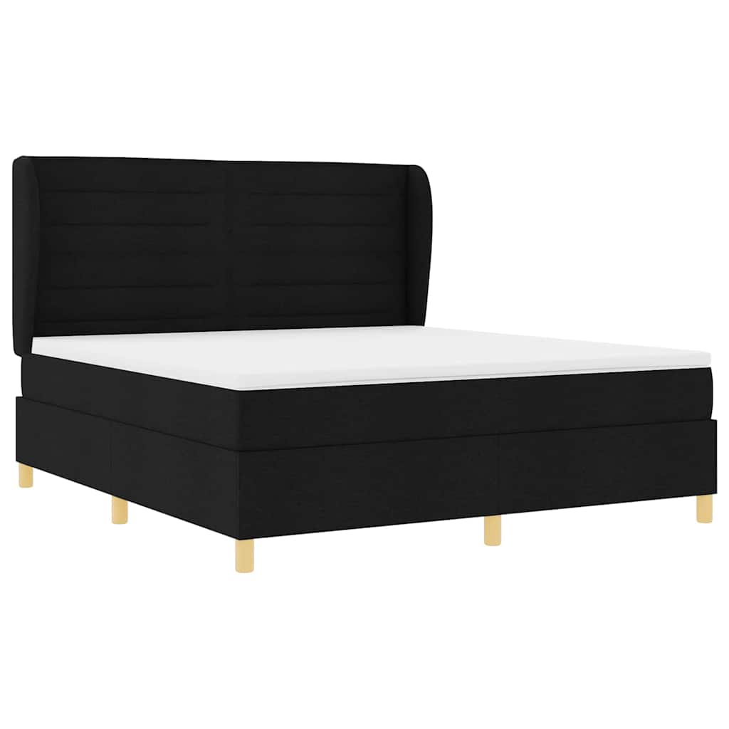 vidaXL Κρεβάτι με ελατήρια με κεφαλάρι Μαύρο 200 x 180 cm ύφασμα