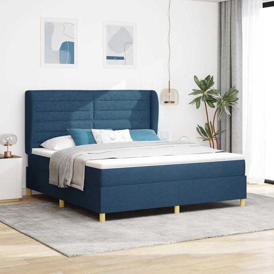 vidaXL Κρεβάτι με ελατήρια με στρώμα Μπλε 200 x 180 cm ύφασμα