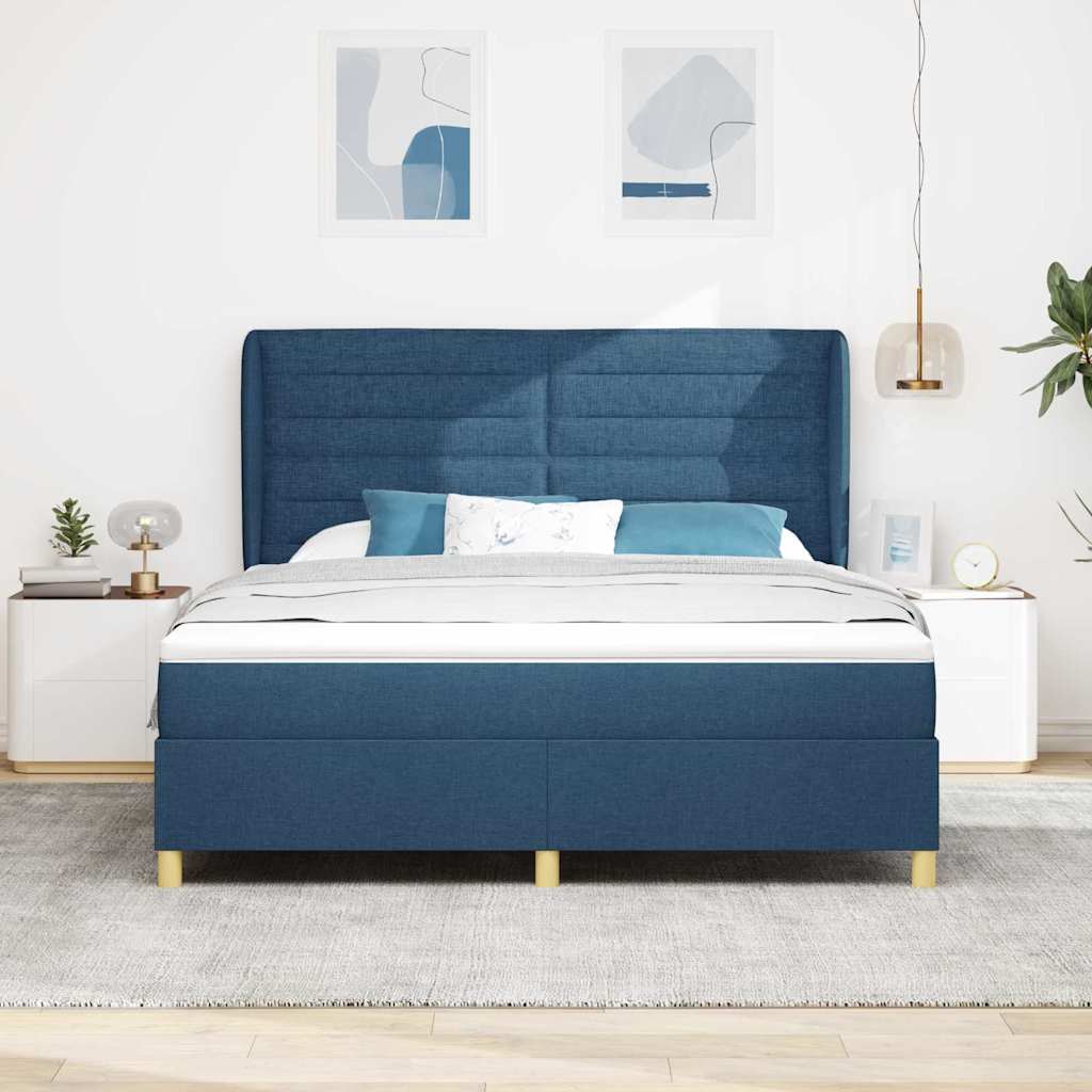 vidaXL Κρεβάτι με ελατήρια με στρώμα Μπλε 200 x 180 cm ύφασμα