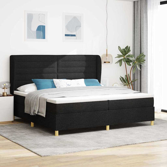 vidaXL Κρεβάτι με ελατήρια με στρώμα Μαύρο 200 x 200 cm ύφασμα