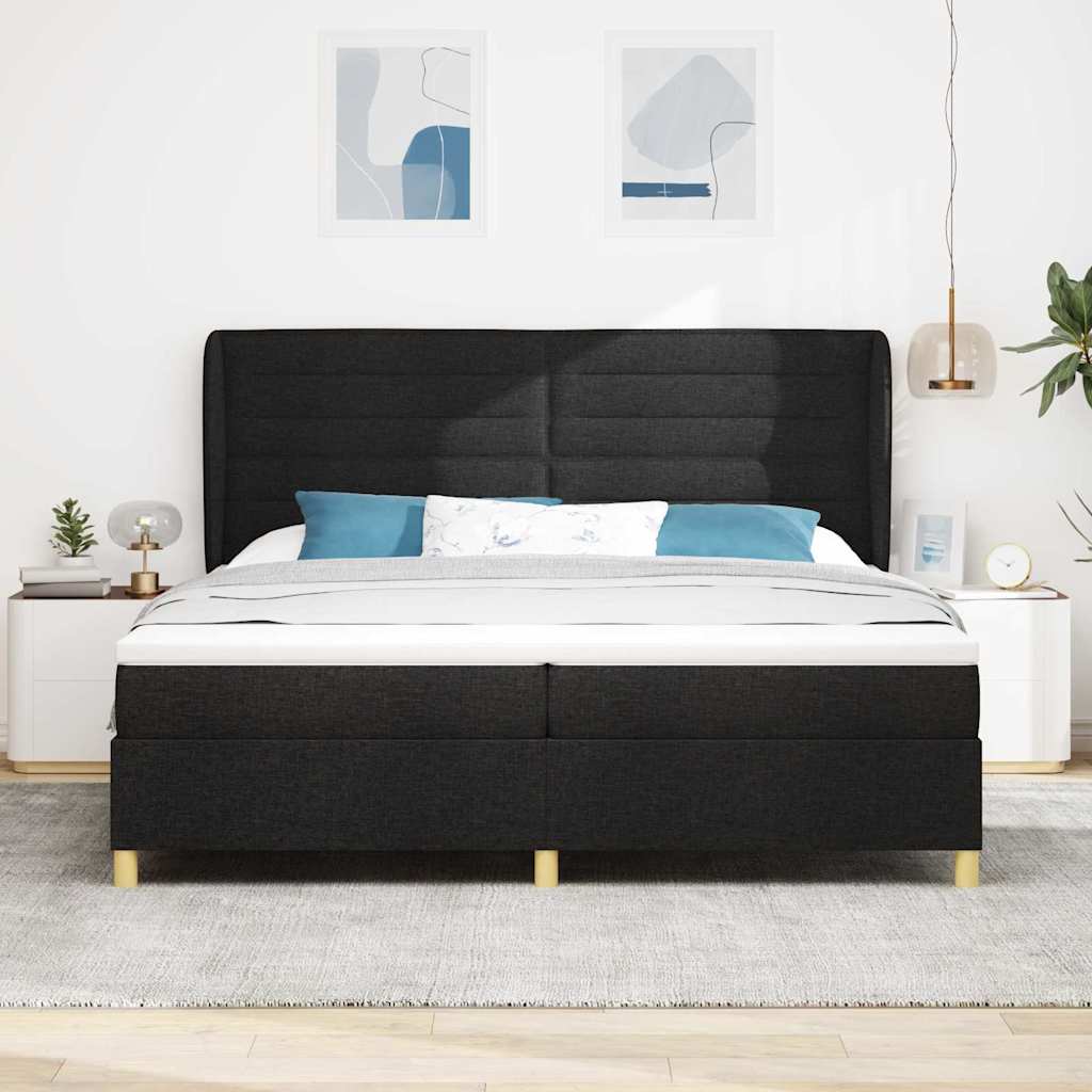 vidaXL Κρεβάτι με ελατήρια με στρώμα Μαύρο 200 x 200 cm ύφασμα