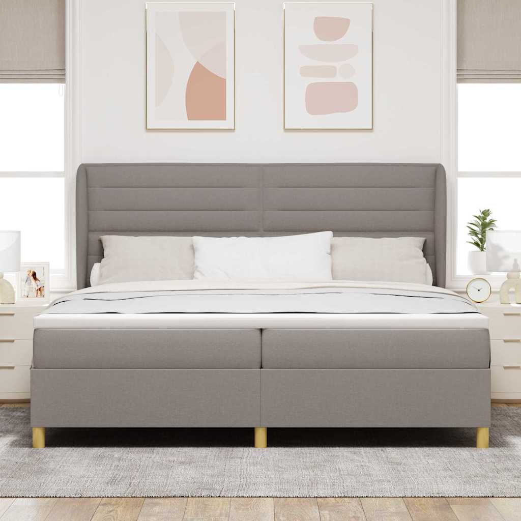 vidaXL Κρεβάτι με ελατήρια με στρώμα Taupe 200 x 200 cm ύφασμα