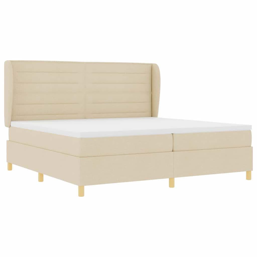 vidaXL Κρεβάτι με ελατήρια με στρώμα Κρεμ 200 x 200 cm ύφασμα