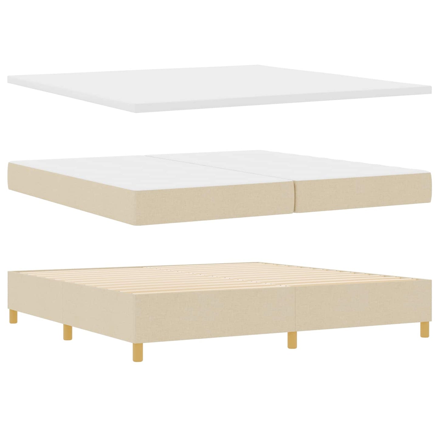 vidaXL Κρεβάτι με ελατήρια με στρώμα Κρεμ 200 x 200 cm ύφασμα