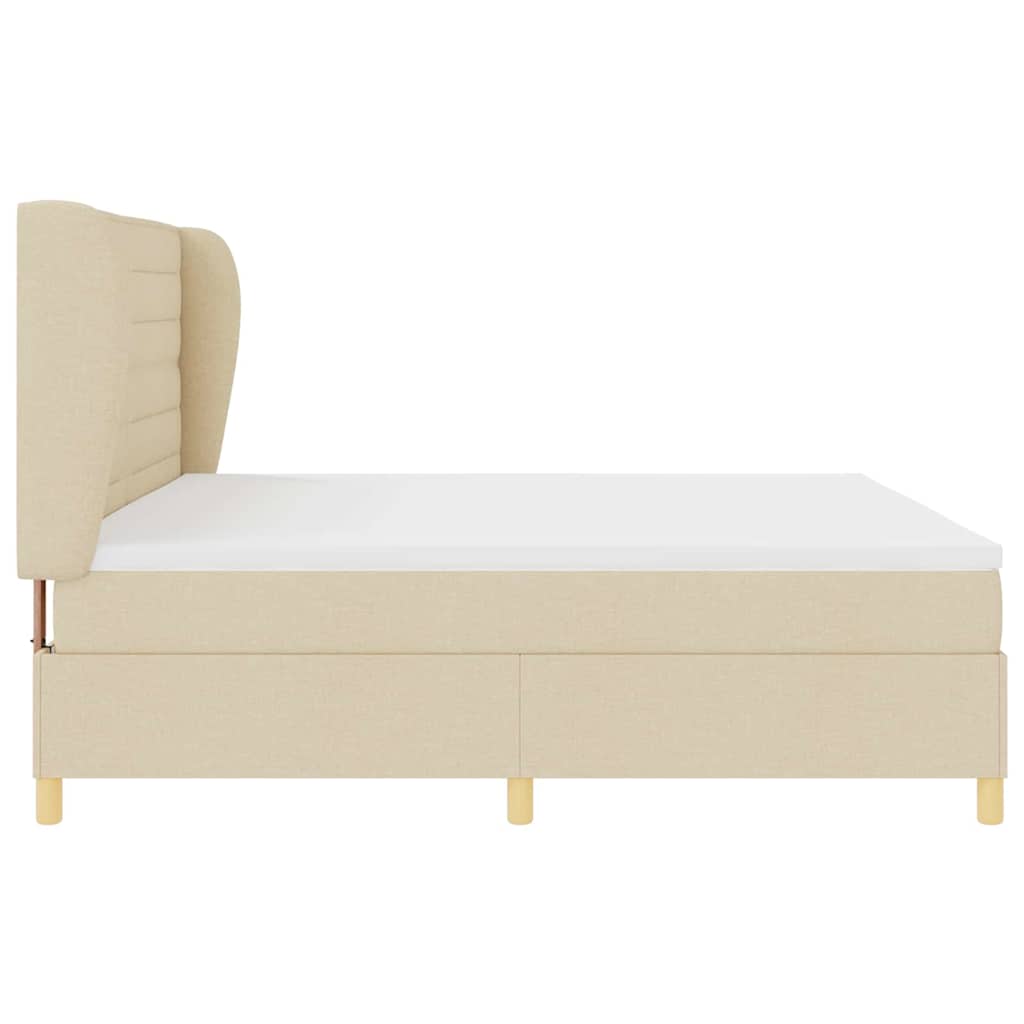 vidaXL Κρεβάτι με ελατήρια με στρώμα Κρεμ 200 x 200 cm ύφασμα