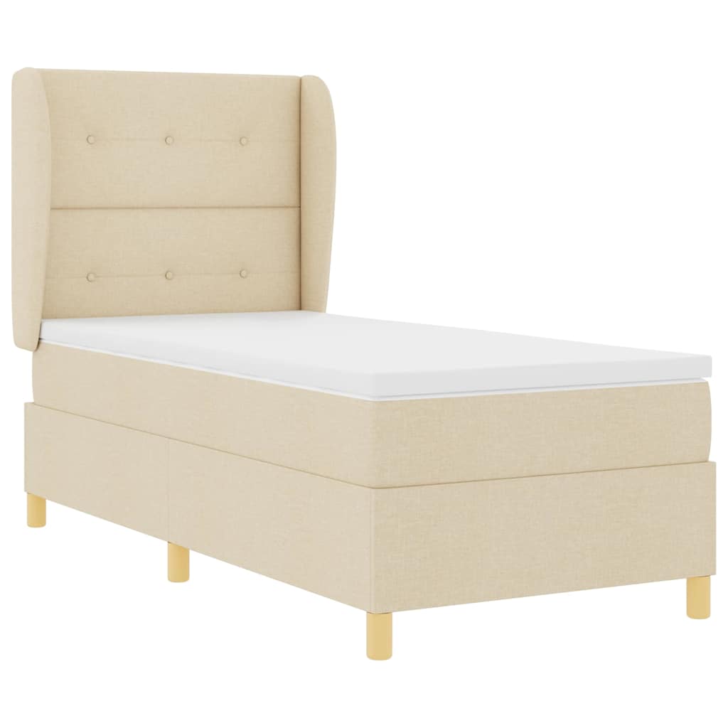 vidaXL Κρεβάτι με ελατήρια με στρώμα Κρεμ 190 x 90 cm ύφασμα