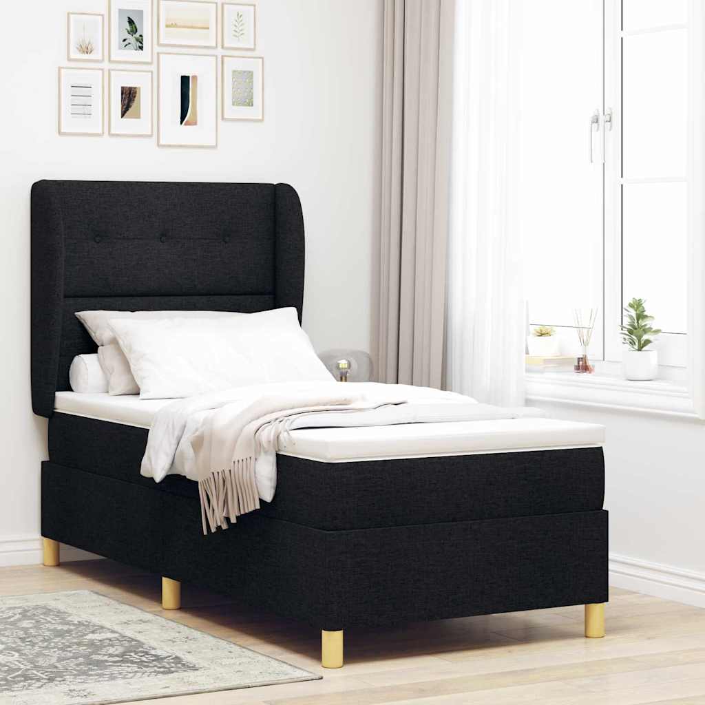 vidaXL Κρεβάτι με ελατήρια με κεφαλάρι Μαύρο 200 x 100 cm ύφασμα