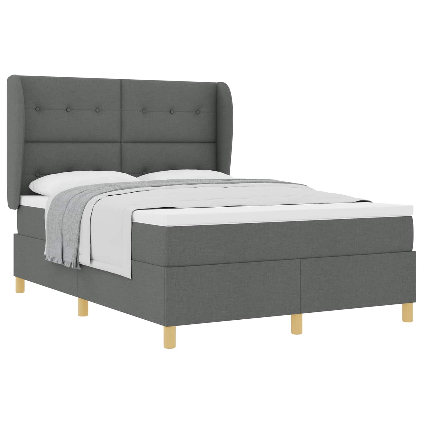 vidaXL Κρεβάτι με ελατήρια Σκούρο Γκρι 190 x 140 εκατοστά ύφασμα