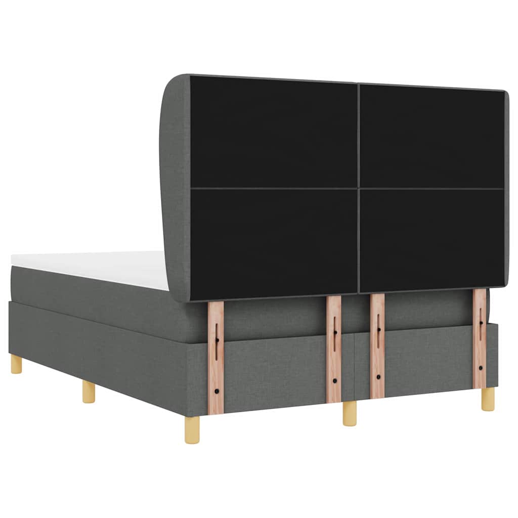 vidaXL Κρεβάτι με ελατήρια Σκούρο Γκρι 190 x 140 εκατοστά ύφασμα
