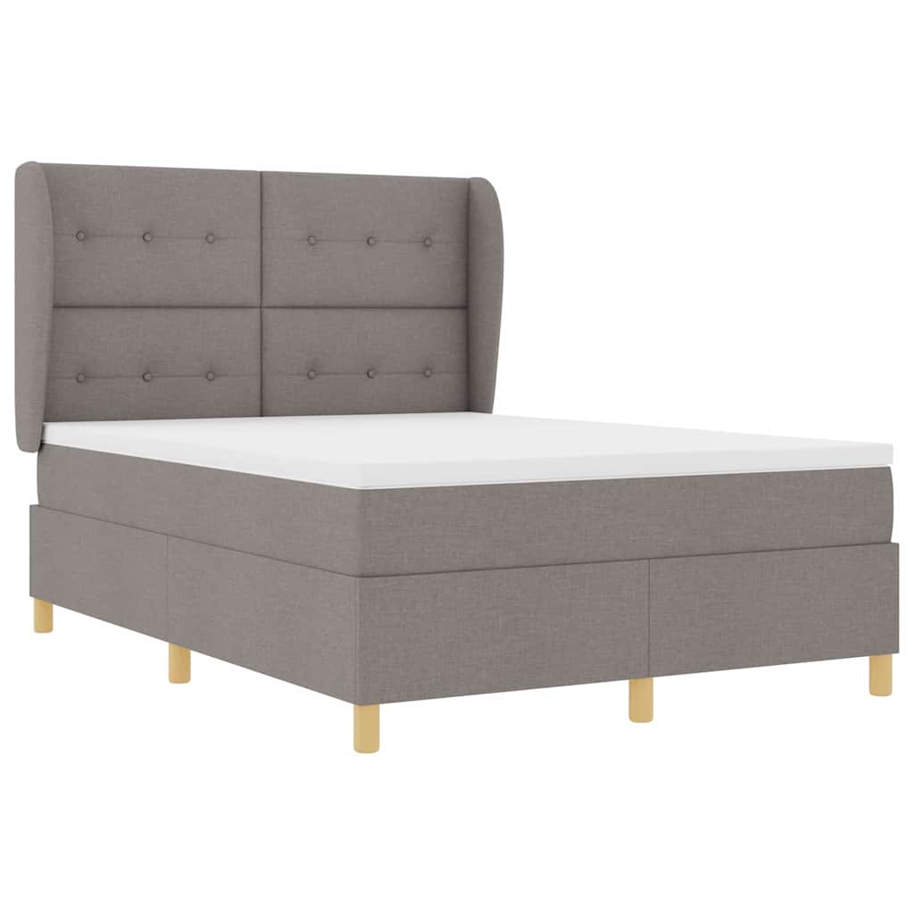 vidaXL Κρεβάτι με ελατήρια με κεφαλάρι Taupe 190 x 140 εκατοστά ύφασμα