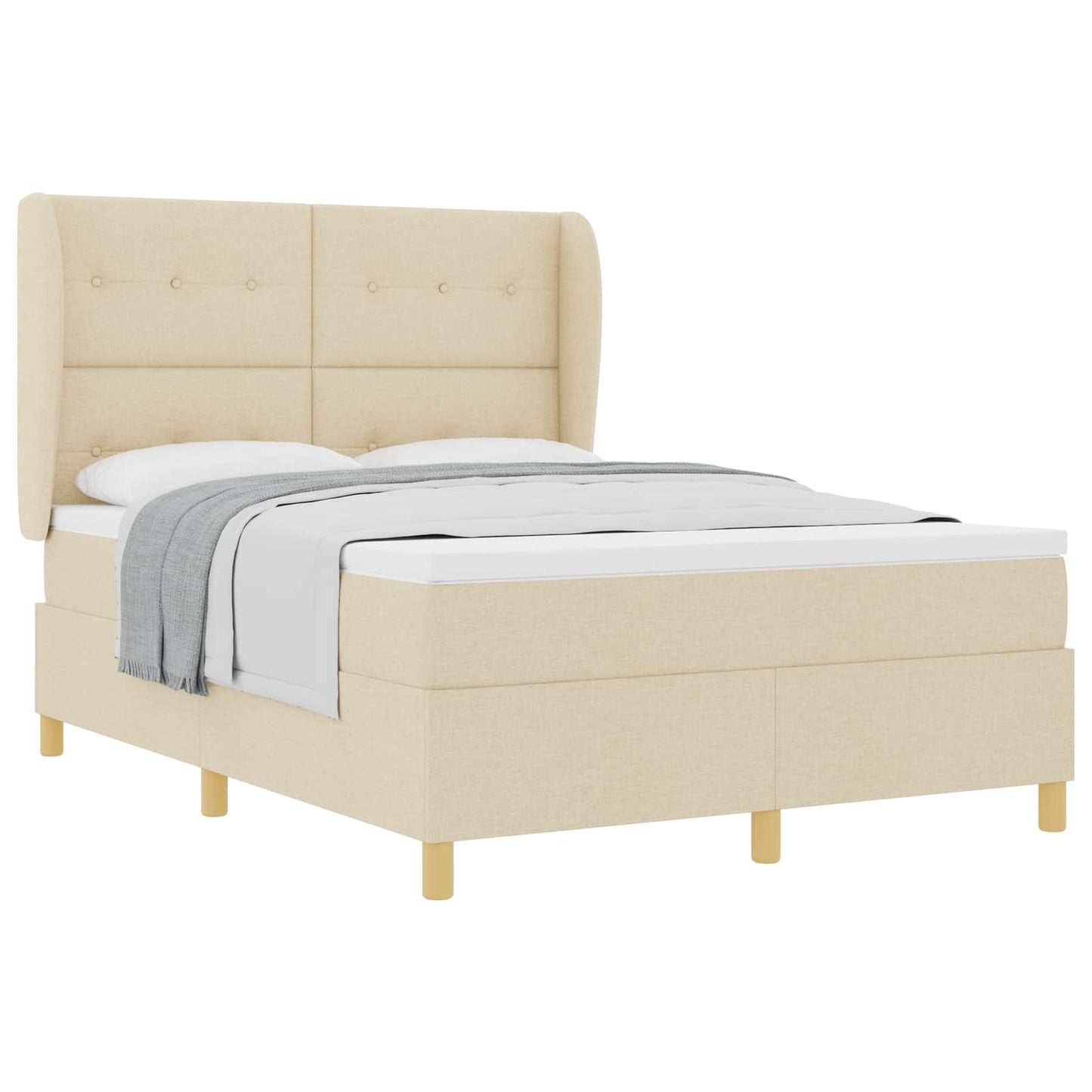 vidaXL Κρεβάτι με ελατήρια με κεφαλάρι Κρεμ 200 x 140 cm ύφασμα