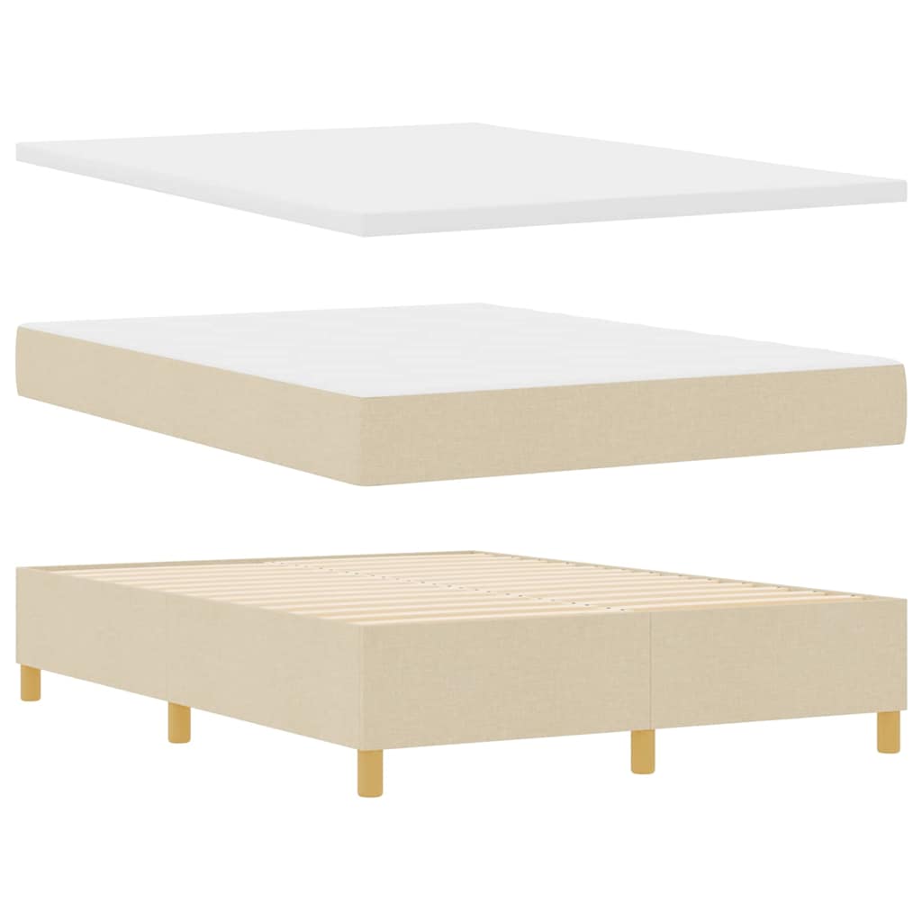 vidaXL Κρεβάτι με ελατήρια με κεφαλάρι Κρεμ 200 x 140 cm ύφασμα