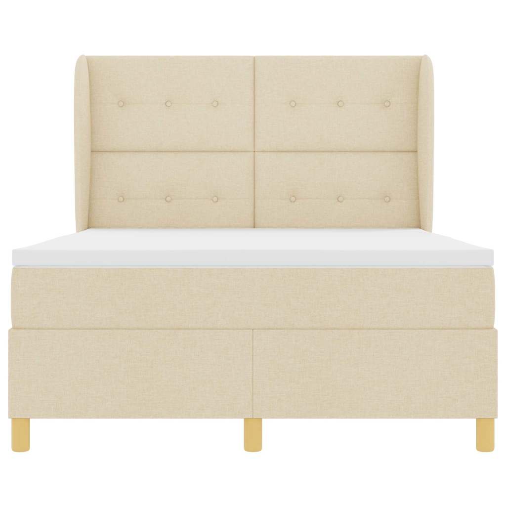 vidaXL Κρεβάτι με ελατήρια με κεφαλάρι Κρεμ 200 x 140 cm ύφασμα