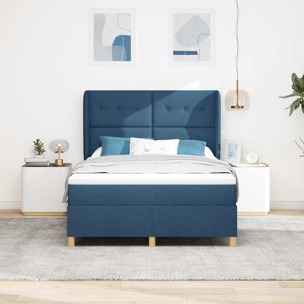 vidaXL Κρεβάτι με ελατήρια με κεφαλάρι Μπλε 200 x 140 cm ύφασμα