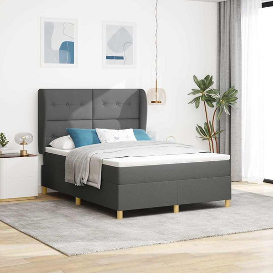 vidaXL Κρεβάτι με ελατήρια Σκούρο Γκρι 200 x 160 εκατοστά ύφασμα