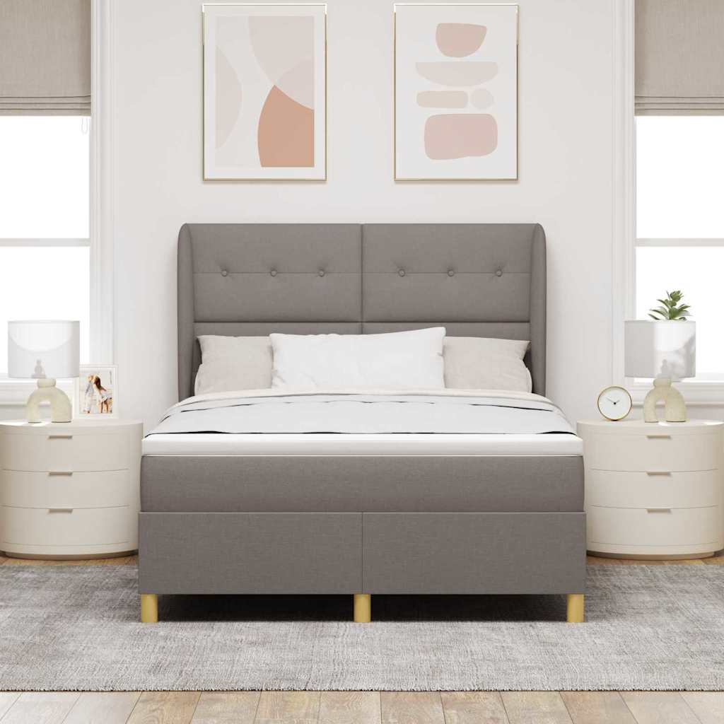 vidaXL Κρεβάτι με ελατήρια με κεφαλάρι Taupe 200 x 160 εκατοστά ύφασμα