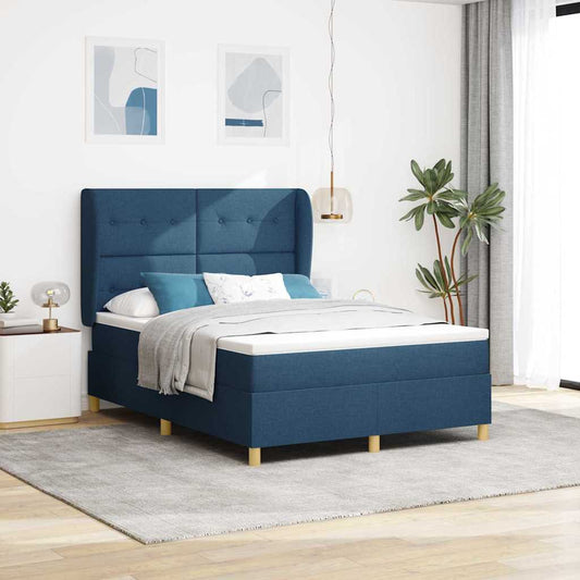 vidaXL Κρεβάτι με ελατήρια με κεφαλάρι Μπλε 200 x 160 εκατοστά ύφασμα
