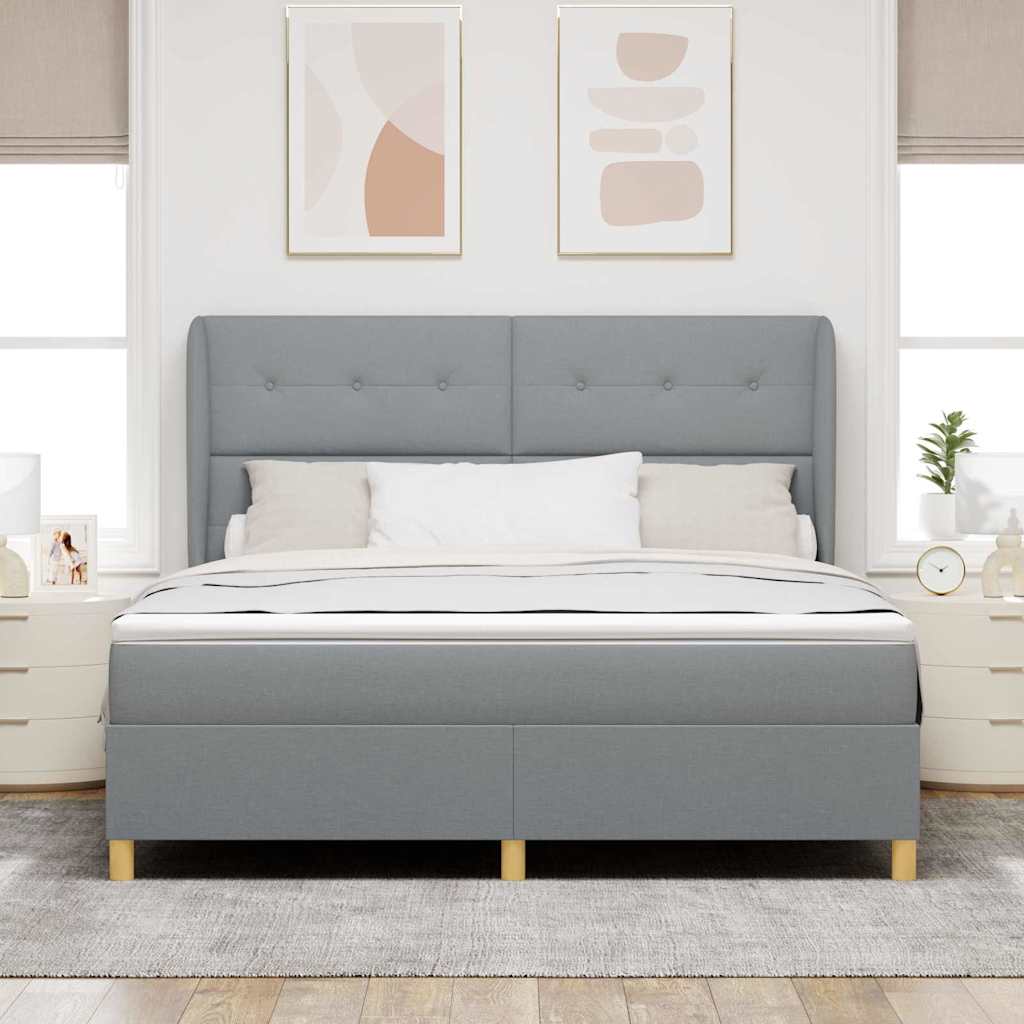 vidaXL Κρεβάτι με ελατήρια Ανοιχτό γκρι 200 x 180 cm ύφασμα