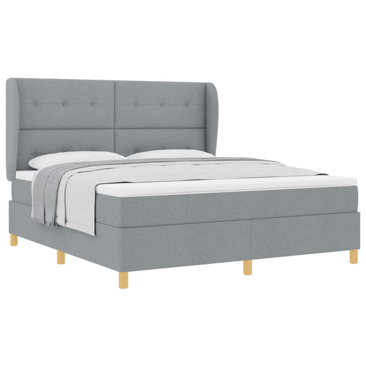 vidaXL Κρεβάτι με ελατήρια Ανοιχτό γκρι 200 x 180 cm ύφασμα