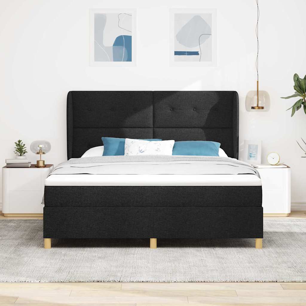 vidaXL Κρεβάτι με ελατήρια με κεφαλάρι Μαύρο 200 x 180 cm ύφασμα