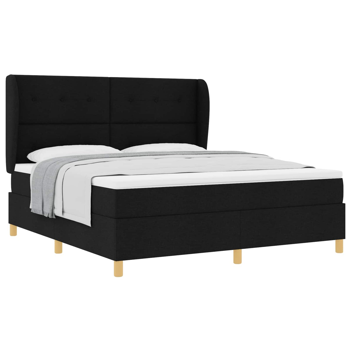 vidaXL Κρεβάτι με ελατήρια με κεφαλάρι Μαύρο 200 x 180 cm ύφασμα