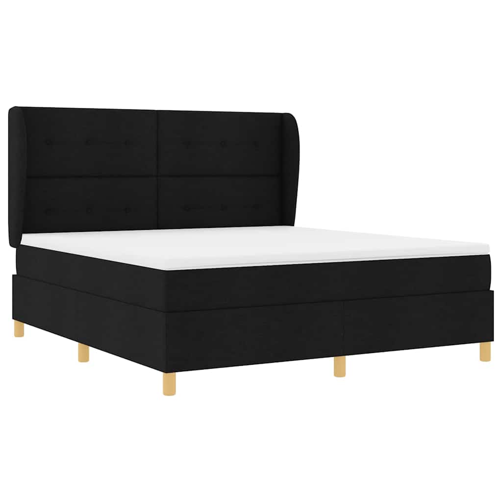 vidaXL Κρεβάτι με ελατήρια με κεφαλάρι Μαύρο 200 x 180 cm ύφασμα
