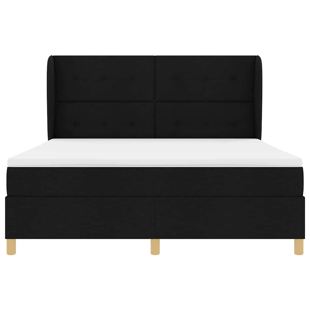 vidaXL Κρεβάτι με ελατήρια με κεφαλάρι Μαύρο 200 x 180 cm ύφασμα