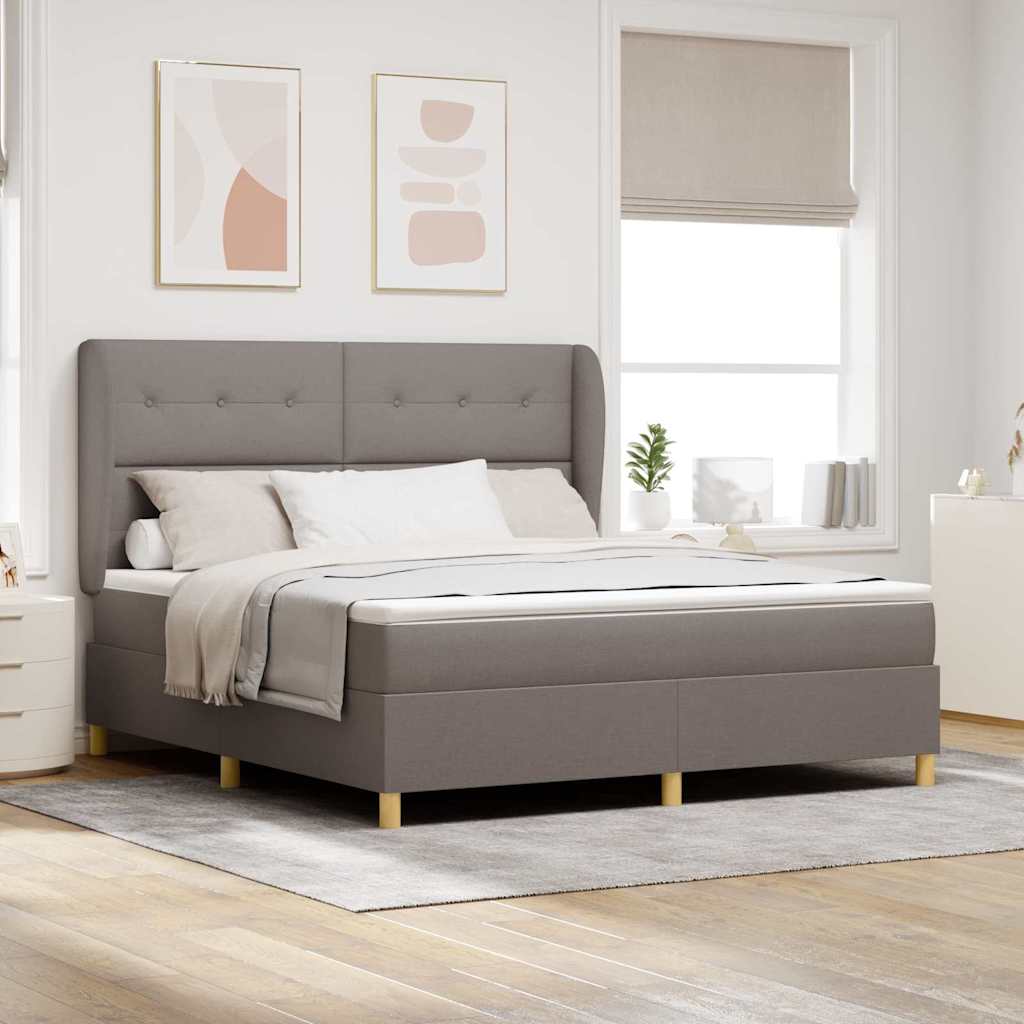 vidaXL Κρεβάτι με ελατήρια με στρώμα Taupe 200 x 180 cm ύφασμα