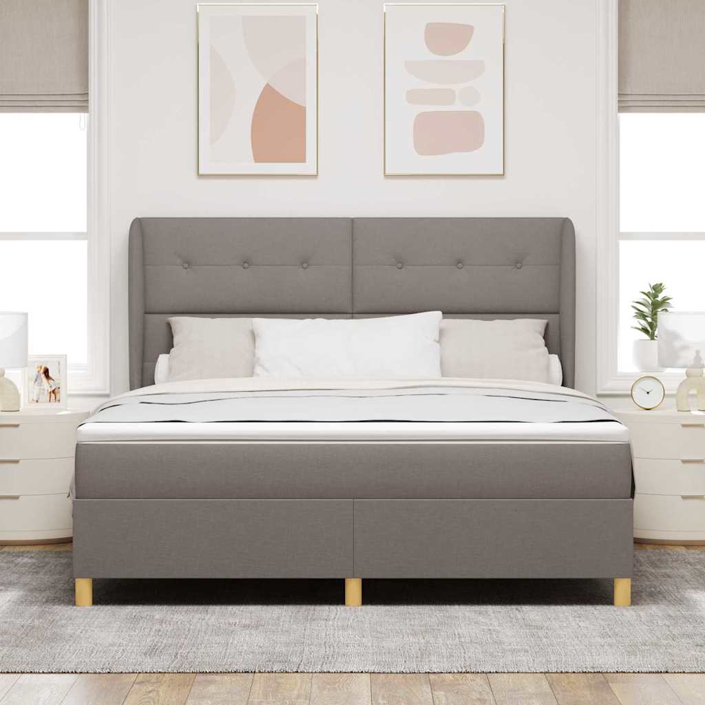 vidaXL Κρεβάτι με ελατήρια με στρώμα Taupe 200 x 180 cm ύφασμα