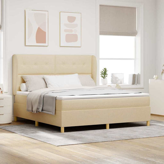 vidaXL Κρεβάτι με ελατήρια με κεφαλάρι Κρεμ 200 x 180 cm ύφασμα