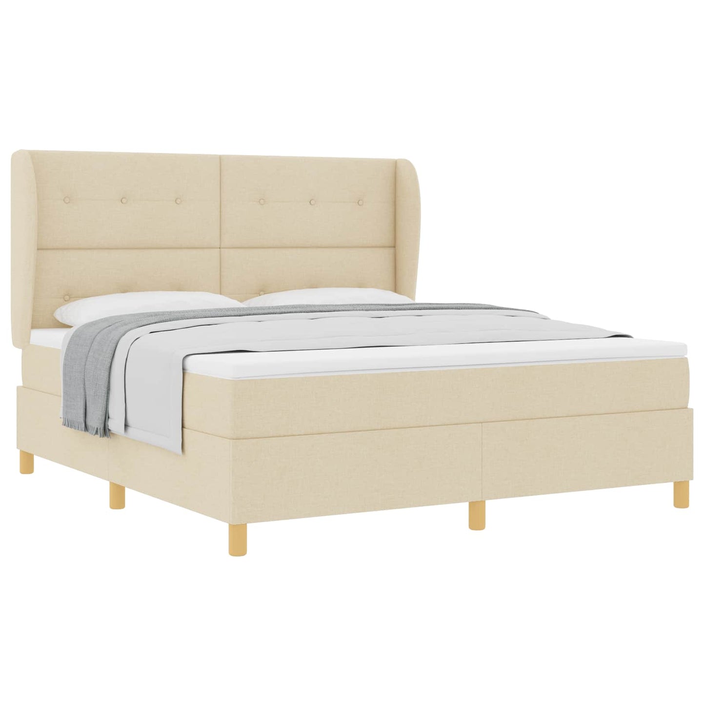 vidaXL Κρεβάτι με ελατήρια με κεφαλάρι Κρεμ 200 x 180 cm ύφασμα
