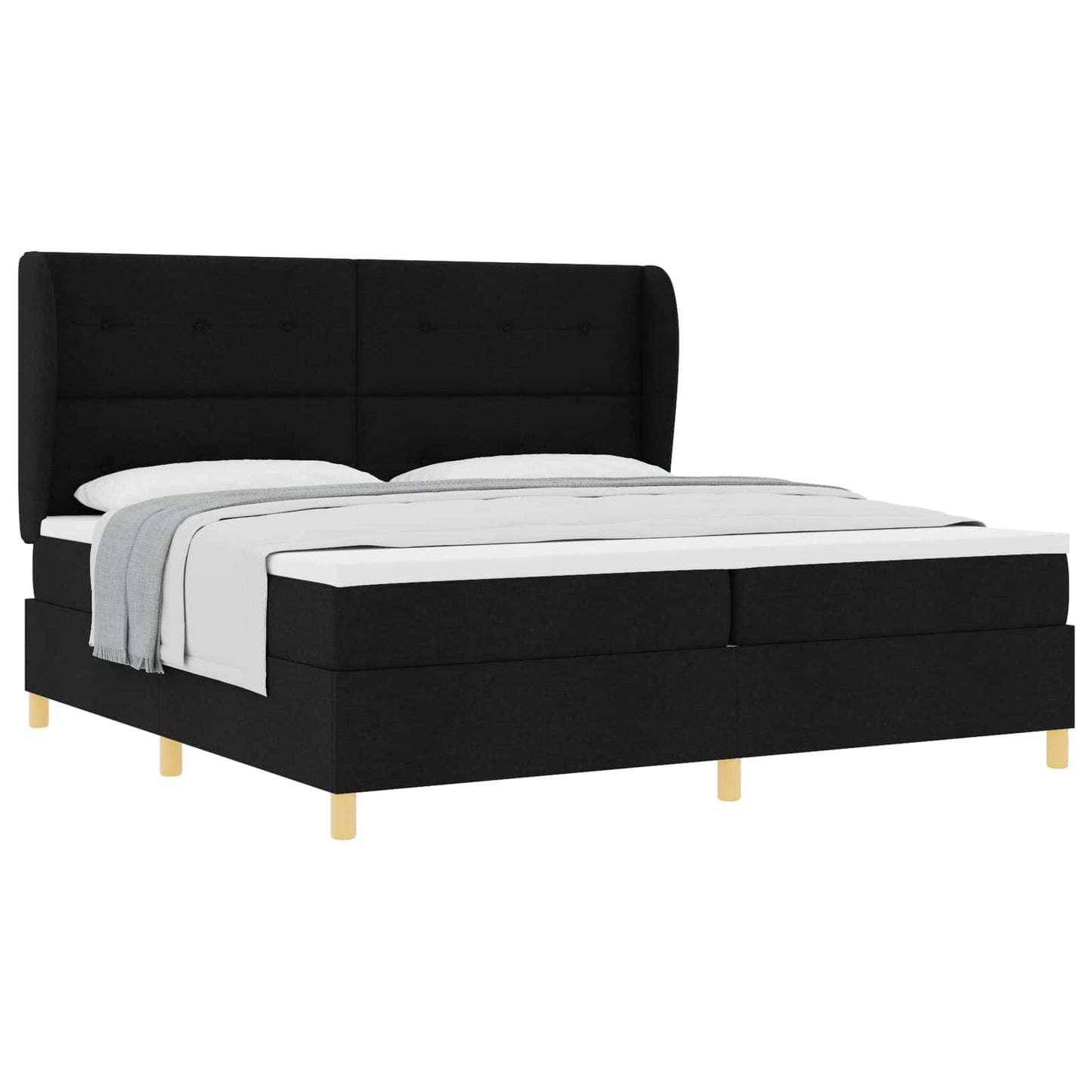 vidaXL Κρεβάτι με ελατήρια με κεφαλάρι Μαύρο 200 x 200 cm ύφασμα