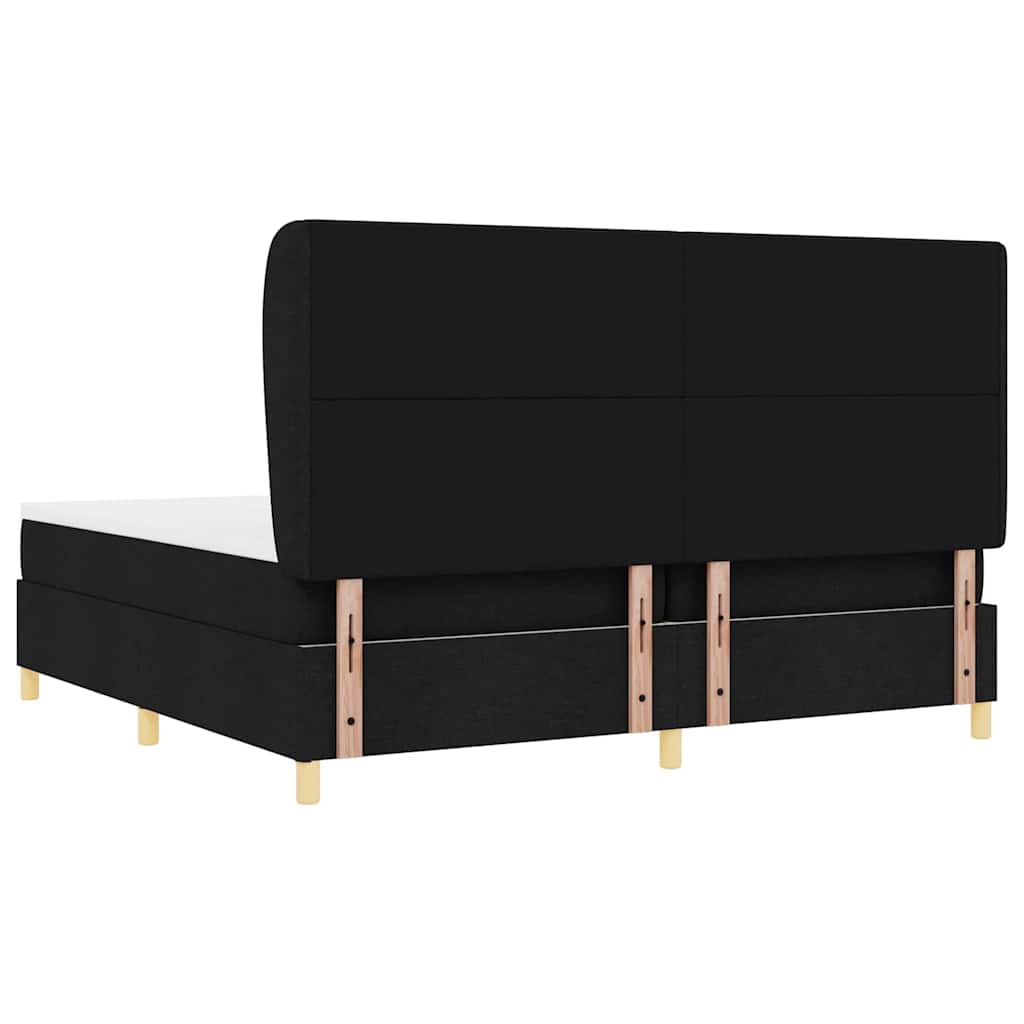vidaXL Κρεβάτι με ελατήρια με κεφαλάρι Μαύρο 200 x 200 cm ύφασμα