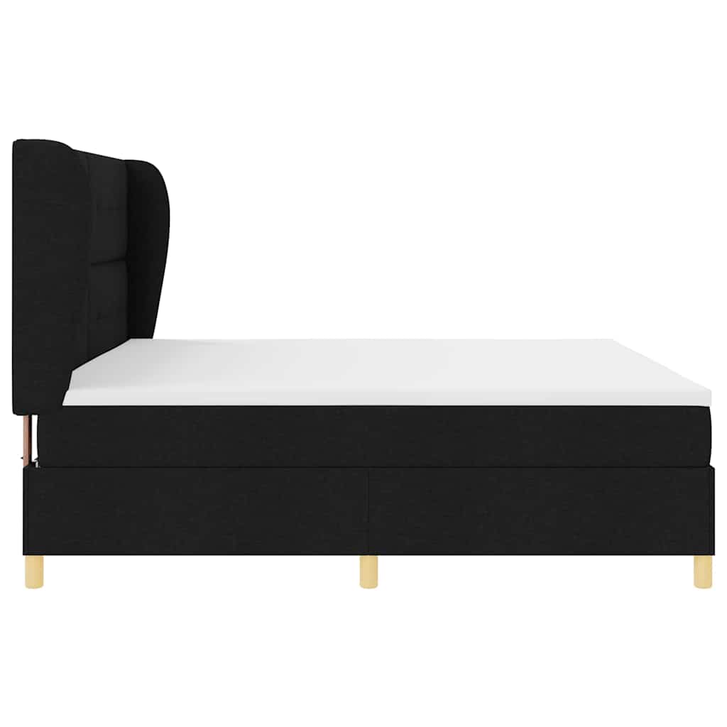 vidaXL Κρεβάτι με ελατήρια με κεφαλάρι Μαύρο 200 x 200 cm ύφασμα