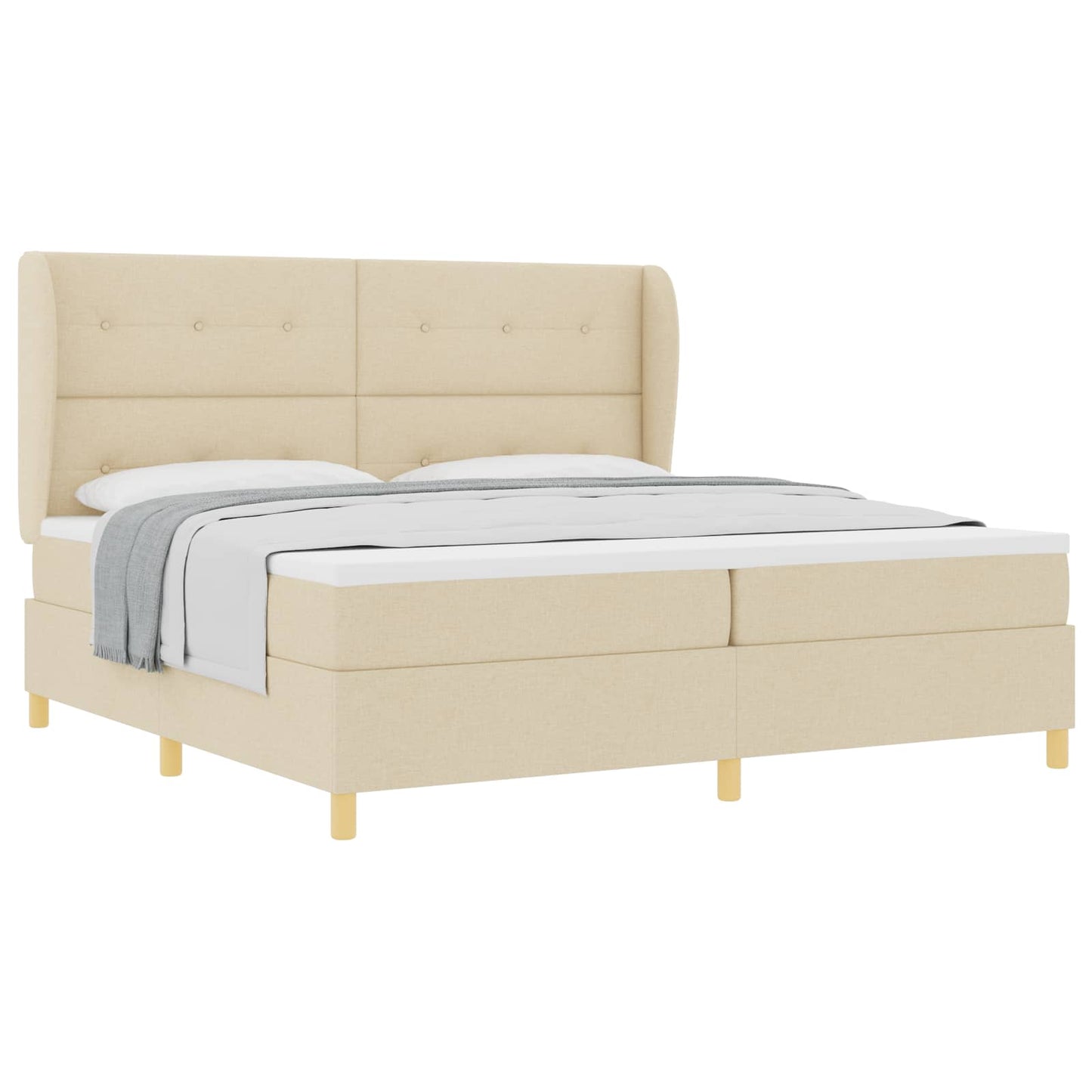 vidaXL Κρεβάτι με ελατήρια με κεφαλάρι Κρεμ 200 x 200 cm ύφασμα