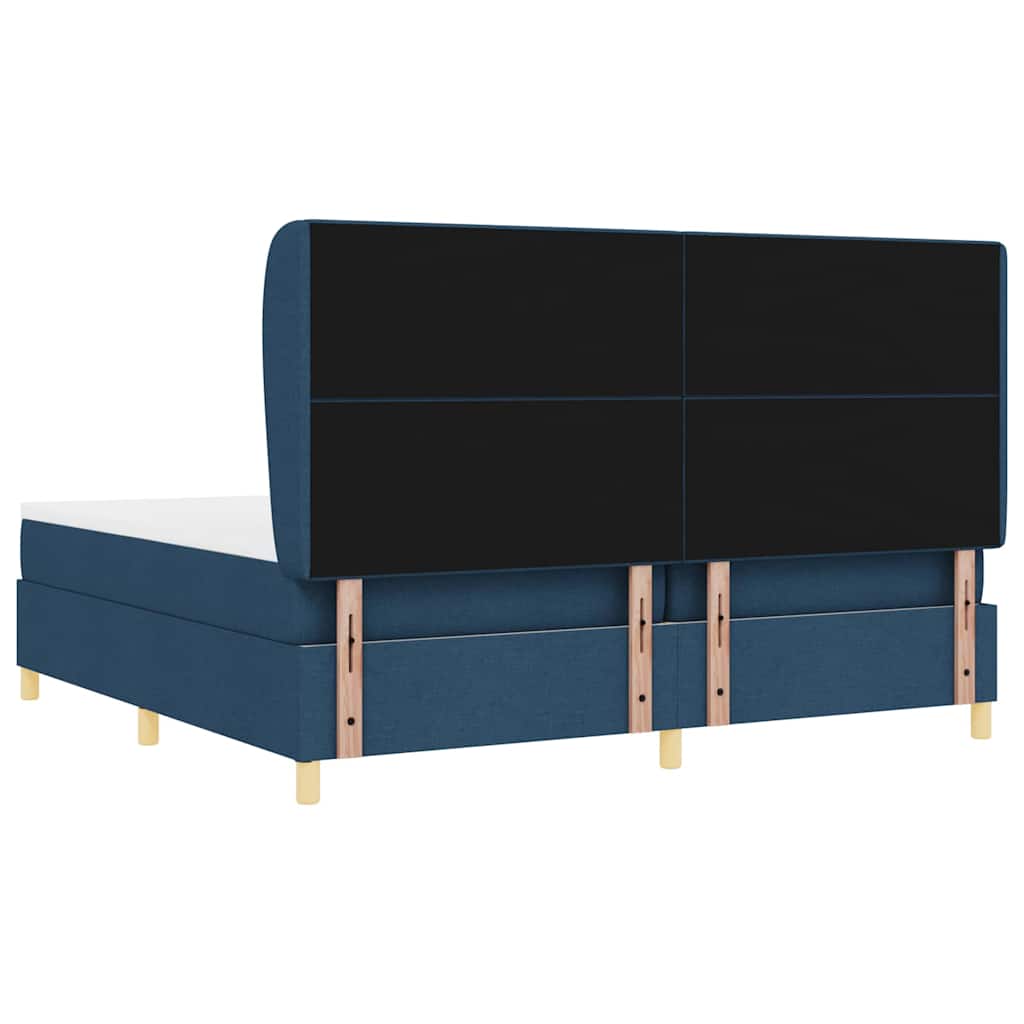 vidaXL Κρεβάτι με ελατήρια με κεφαλάρι Μπλε 200 x 200 cm ύφασμα