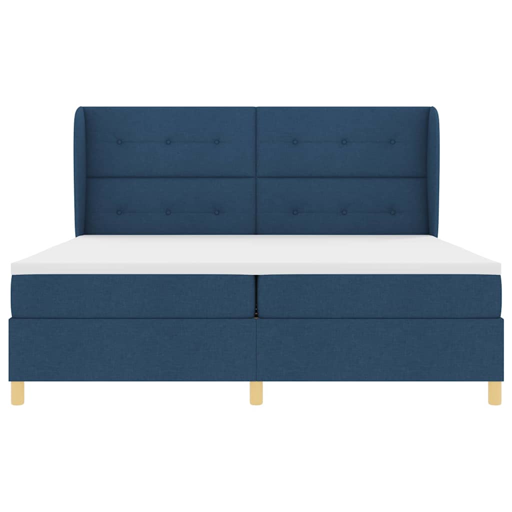 vidaXL Κρεβάτι με ελατήρια με κεφαλάρι Μπλε 200 x 200 cm ύφασμα