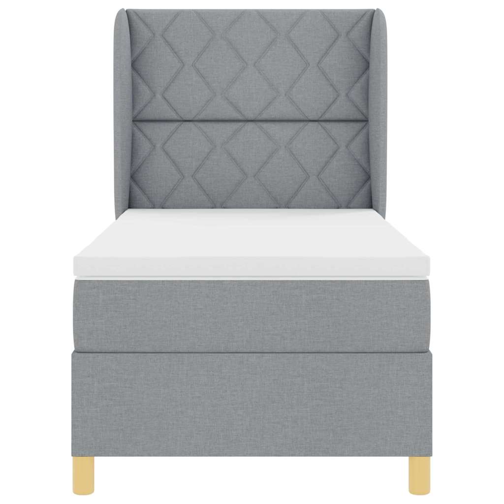 vidaXL Κρεβάτι με ελατήρια Ανοιχτό γκρι 200 x 100 cm ύφασμα