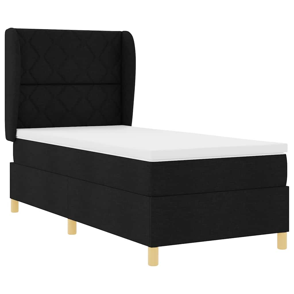 vidaXL Κρεβάτι με ελατήρια με κεφαλάρι Μαύρο 200 x 100 cm ύφασμα