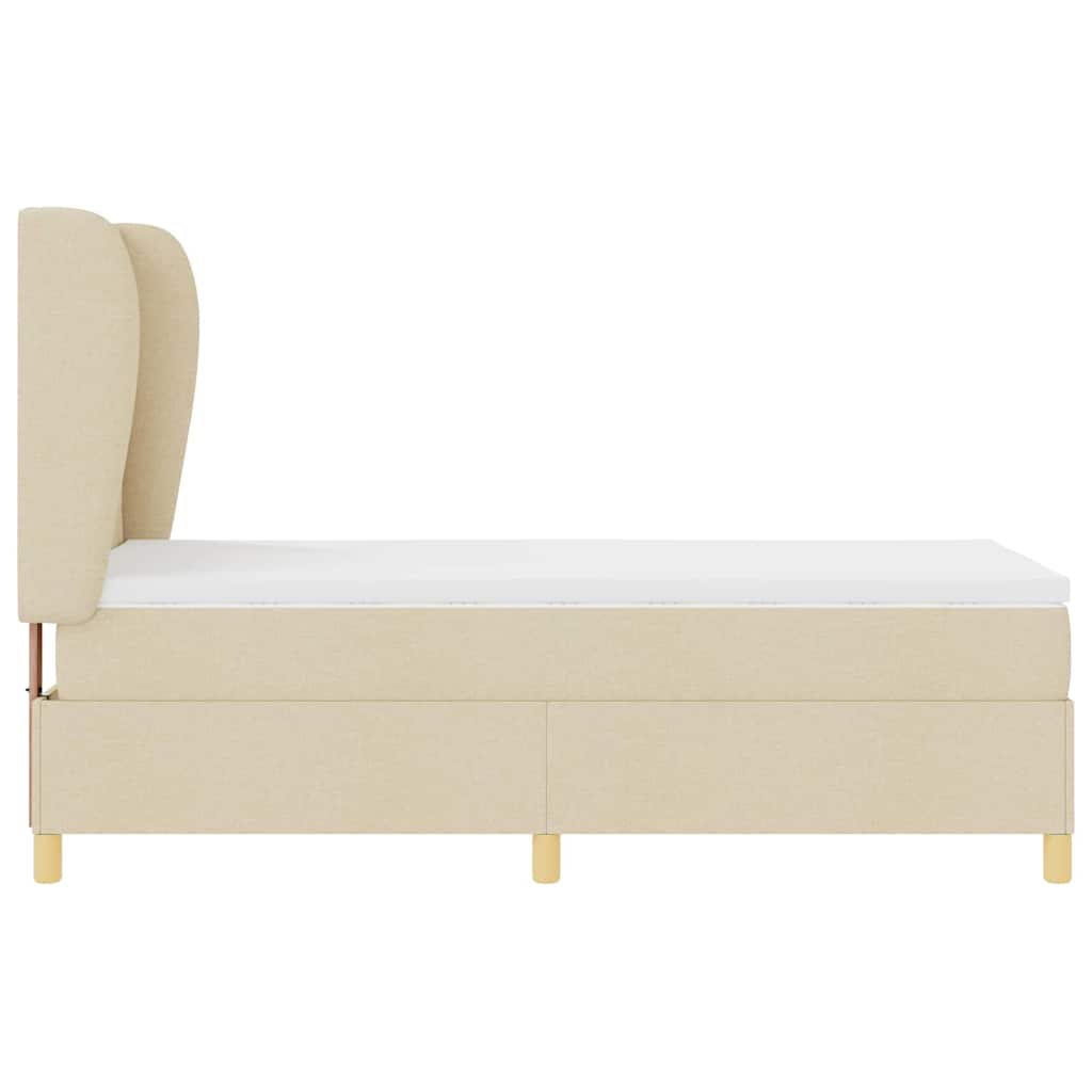 vidaXL Κρεβάτι με ελατήρια με κεφαλάρι Κρεμ 200 x 100 cm ύφασμα