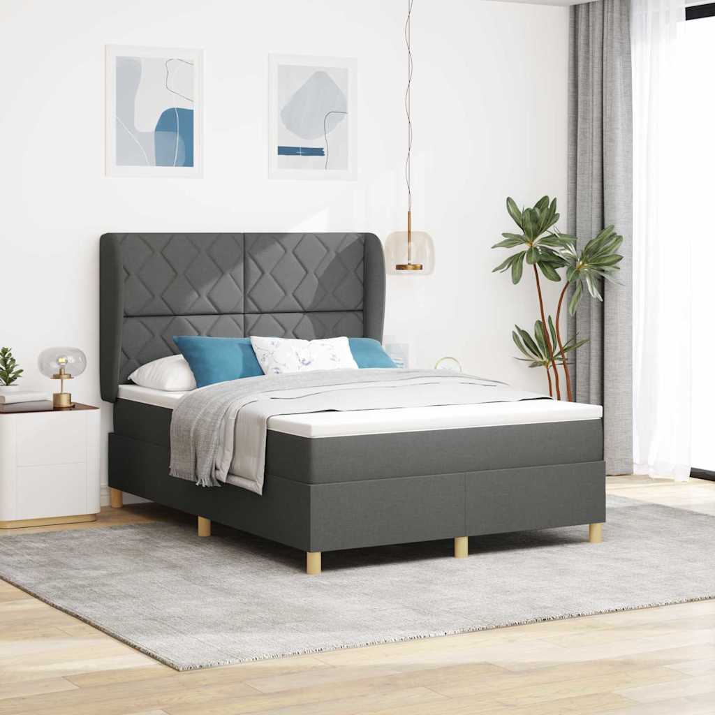 vidaXL Κρεβάτι με ελατήρια Σκούρο Γκρι 200 x 160 εκατοστά ύφασμα
