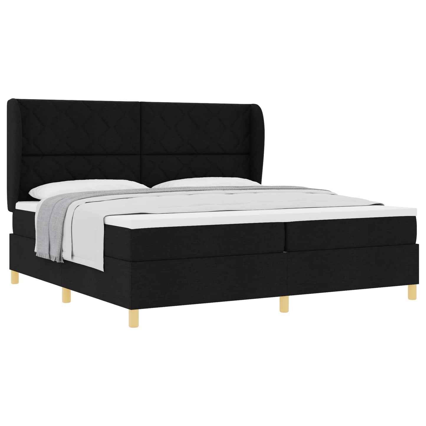 vidaXL Κρεβάτι με ελατήρια με κεφαλάρι Μαύρο 200 x 200 cm ύφασμα