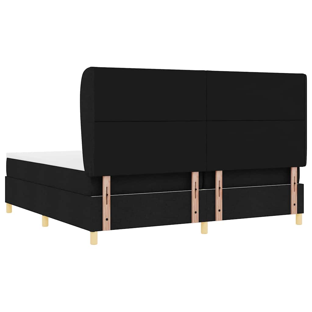vidaXL Κρεβάτι με ελατήρια με κεφαλάρι Μαύρο 200 x 200 cm ύφασμα