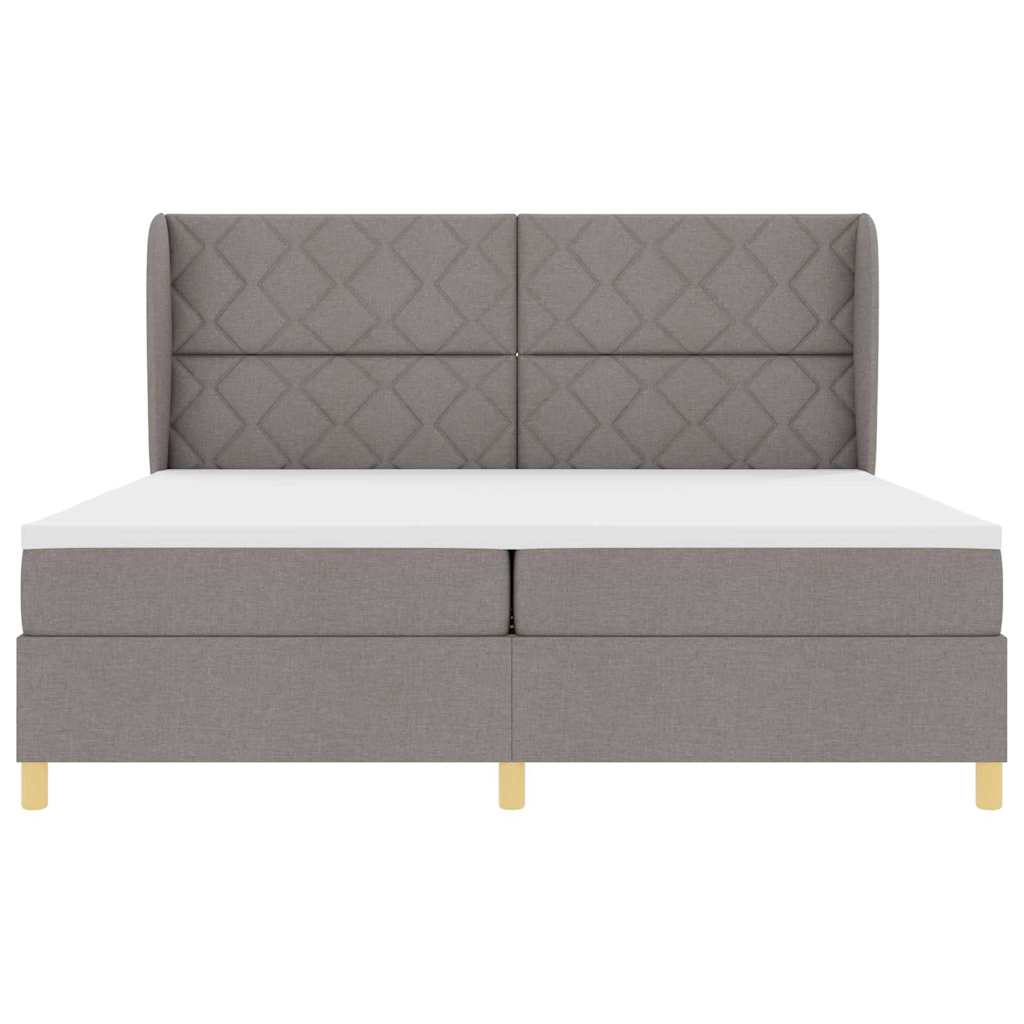 vidaXL Κρεβάτι με ελατήρια με κεφαλάρι Taupe 200 x 200 cm ύφασμα