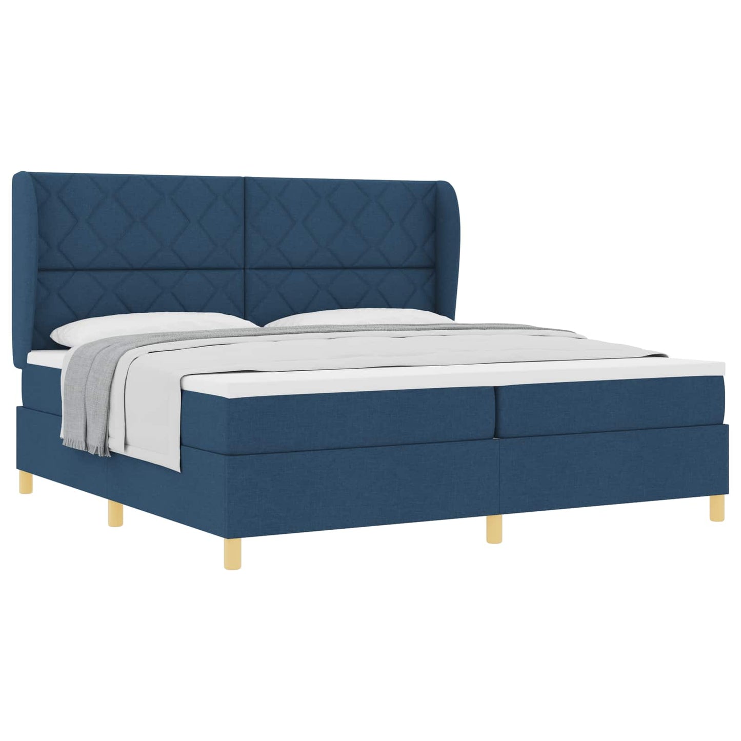 vidaXL Κρεβάτι με ελατήρια με κεφαλάρι Μπλε 200 x 200 cm ύφασμα