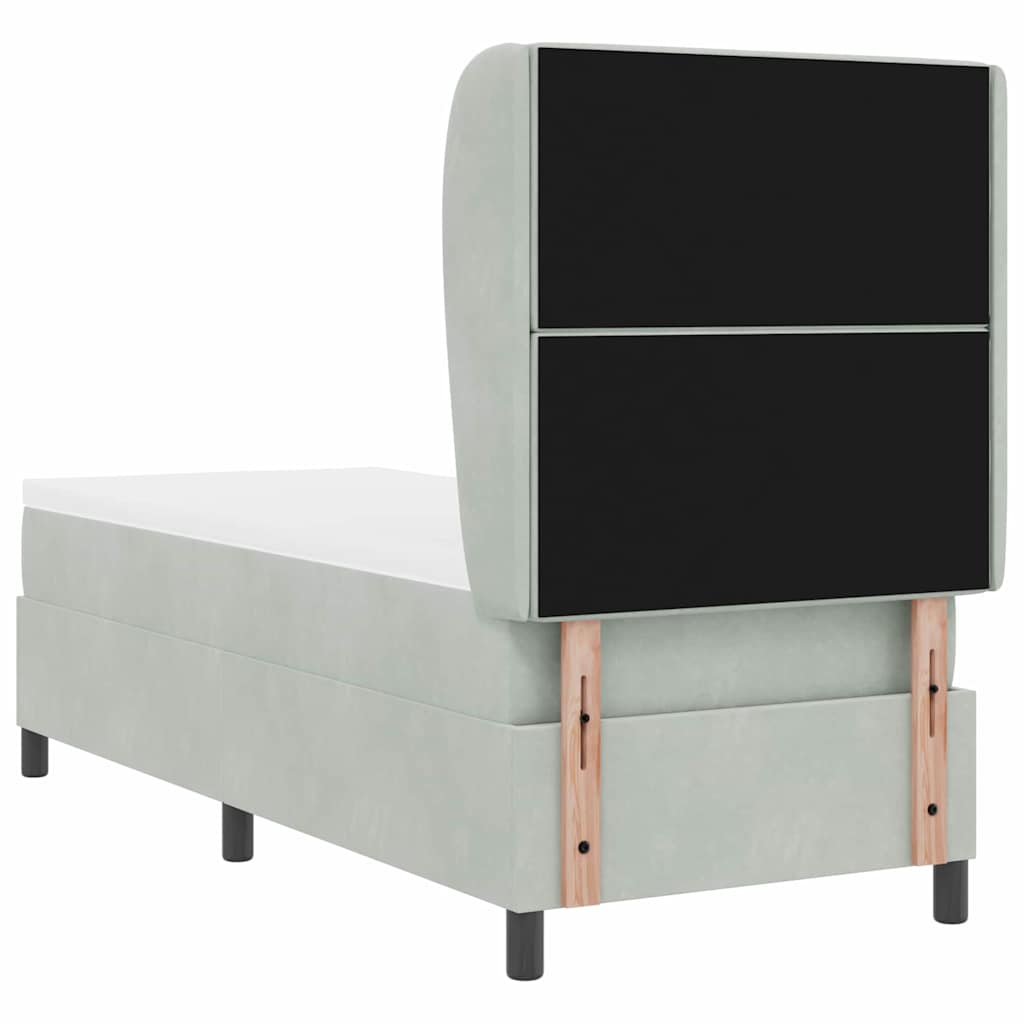 vidaXL Κρεβάτι με ελατήρια και στρώμα σε ανοιχτό γκρι, 80 x 200 εκ, βελούδινο.